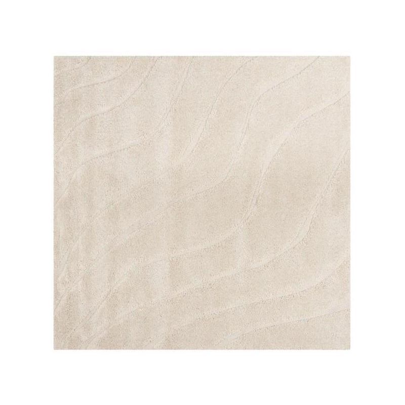 Off-White Square Tufted Shag Area Rug