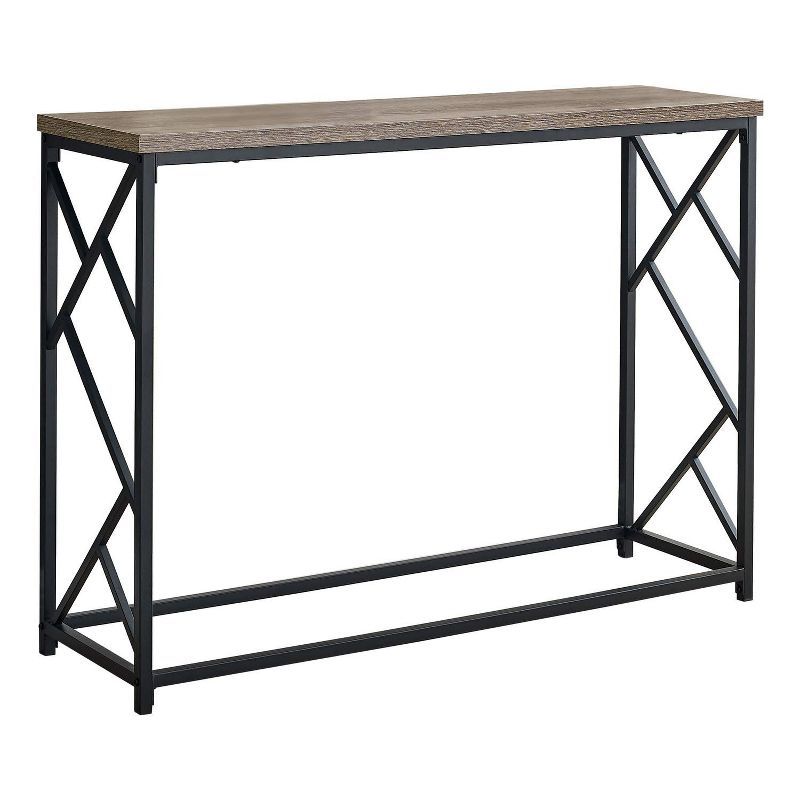 Taupe and Black Metal Rectangular Entryway Console Table