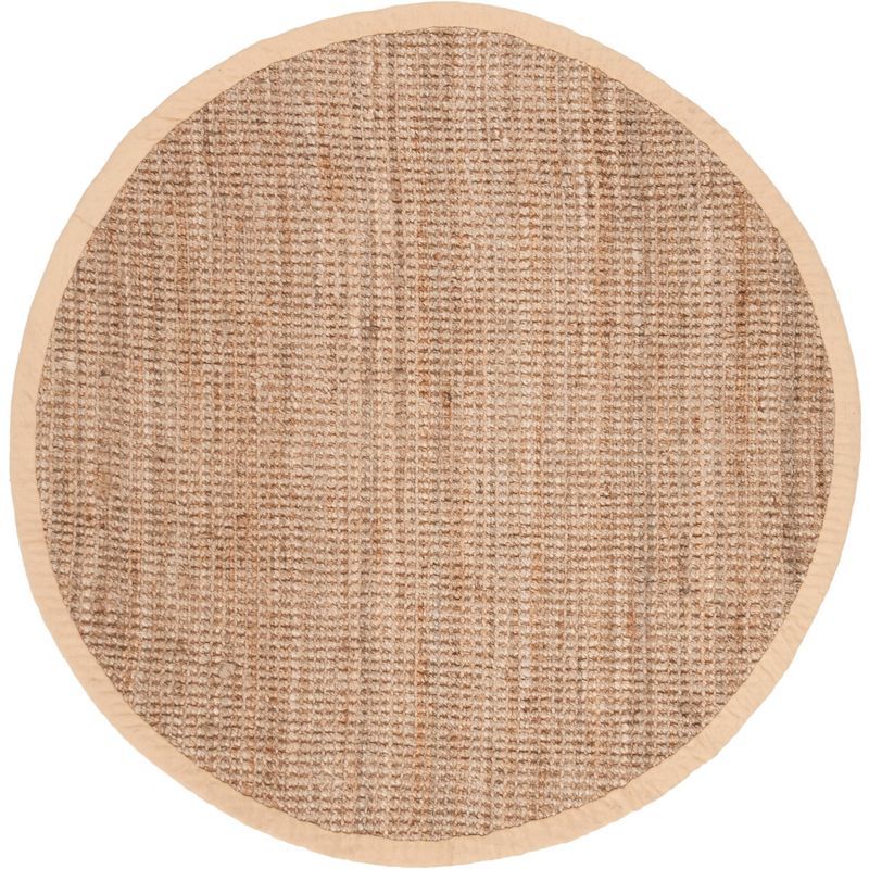 Natural Brown Round Handwoven Jute Area Rug