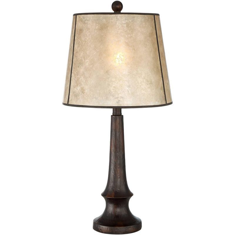 Naomi Aged Bronze Industrial Rustic Table Lamp with Mica Shade