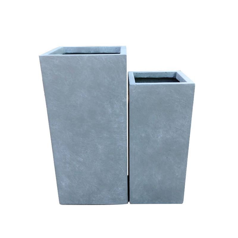 Set of 2 Slate Gray Tall Concrete Planters