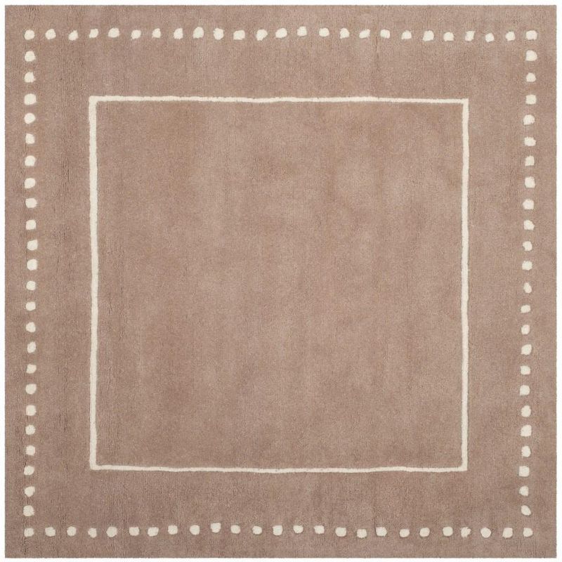 Hand-Tufted Beige & Ivory Wool 5' Square Area Rug