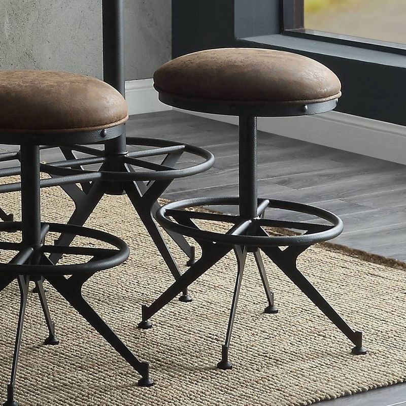 Salvaged Brown & Black Adjustable Swivel Barstool