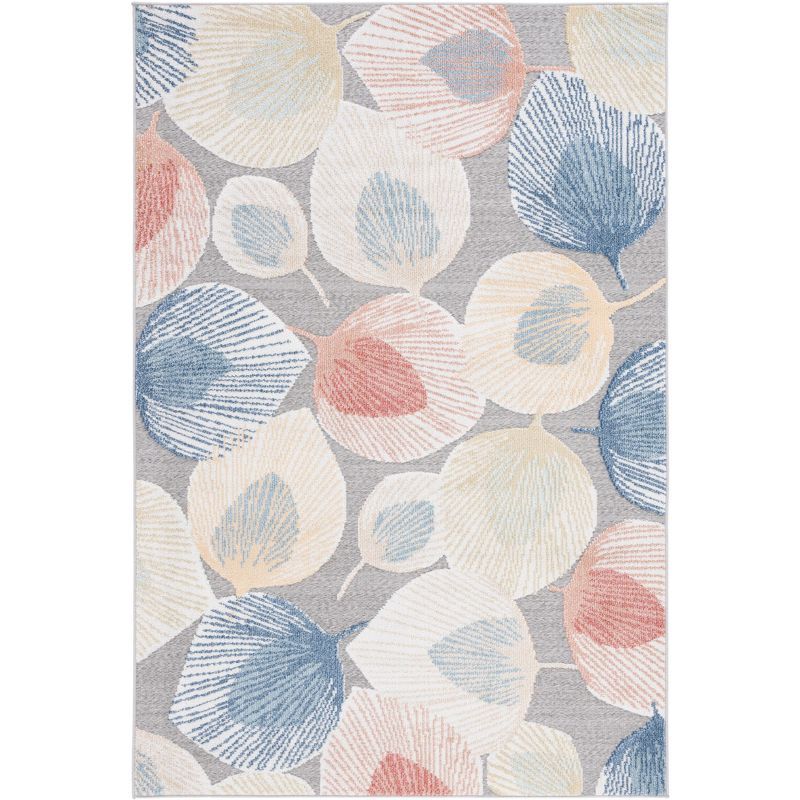 Beige and Grey Floral Synthetic 8' x 10' Reversible Area Rug