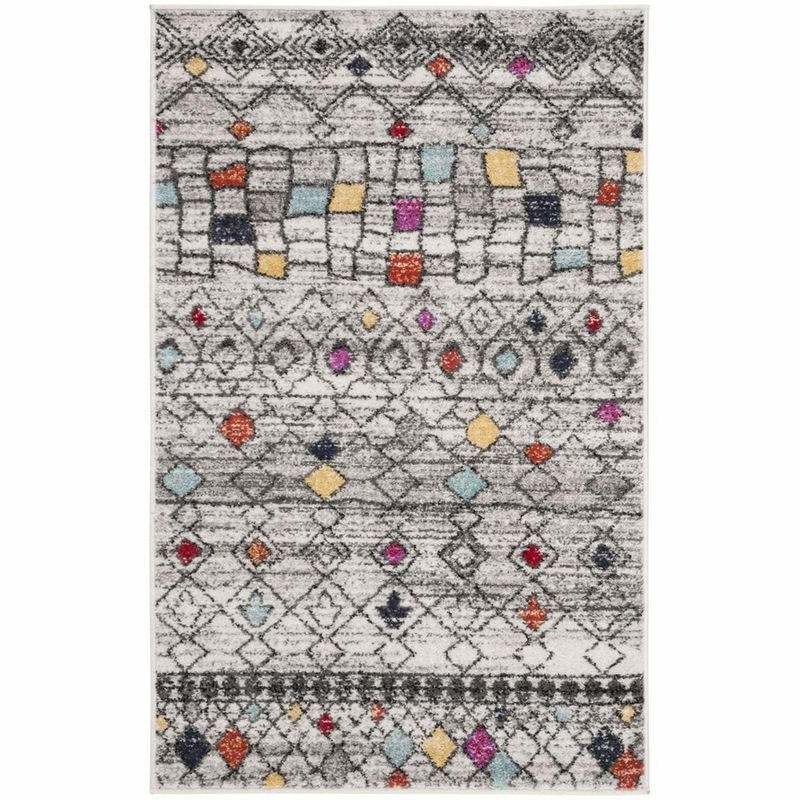 Hand-Knotted Gray Synthetic Rectangle Area Rug