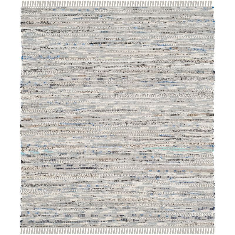 Hand-Woven Whimsy Square Rug in Soft Gray Cotton 36" x 36"