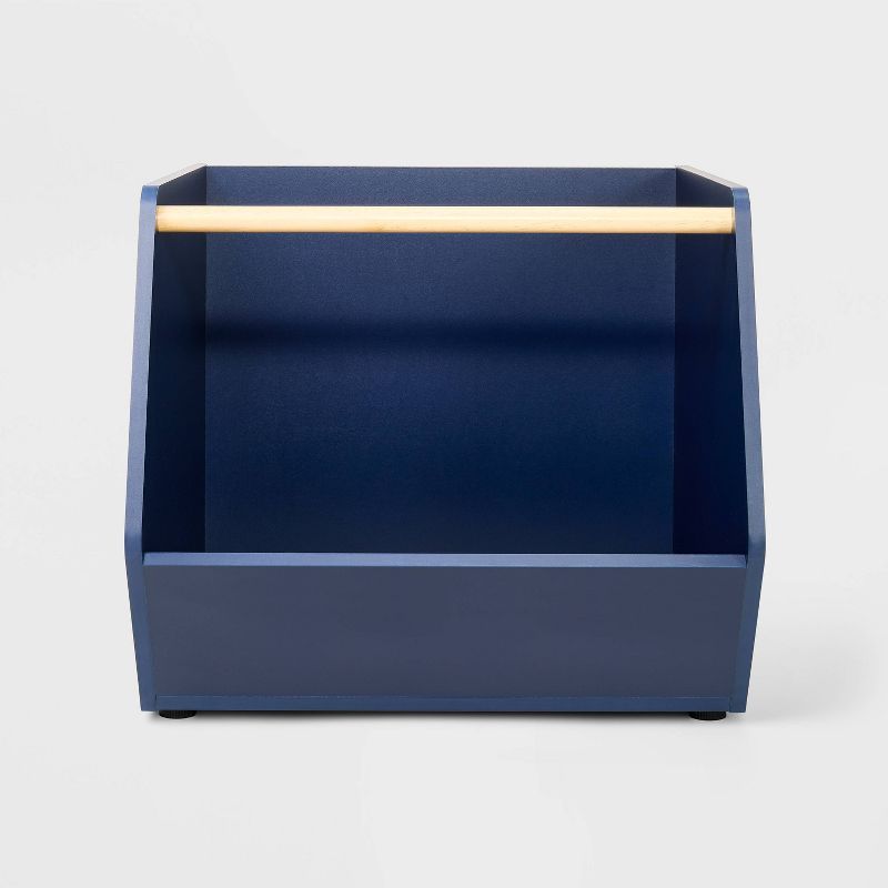 Blue Stackable MDF Kids' Storage Bin with Wooden Rod