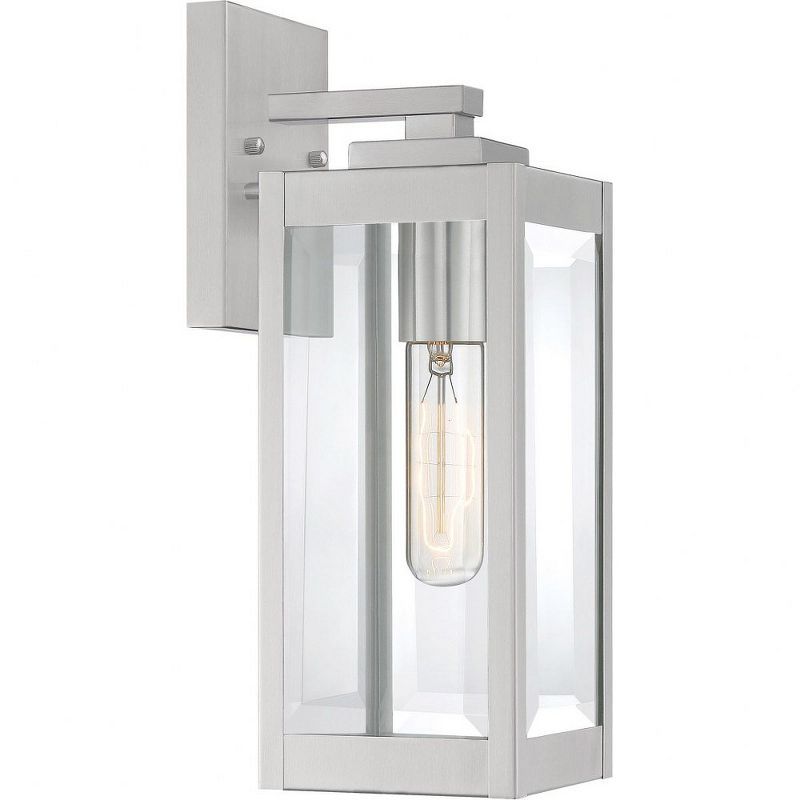 Westover 14.25" Stainless Steel Outdoor Wall Lantern with Clear Glass