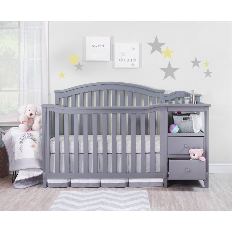 Gray 4-in-1 Convertible Crib and Changer with Storage