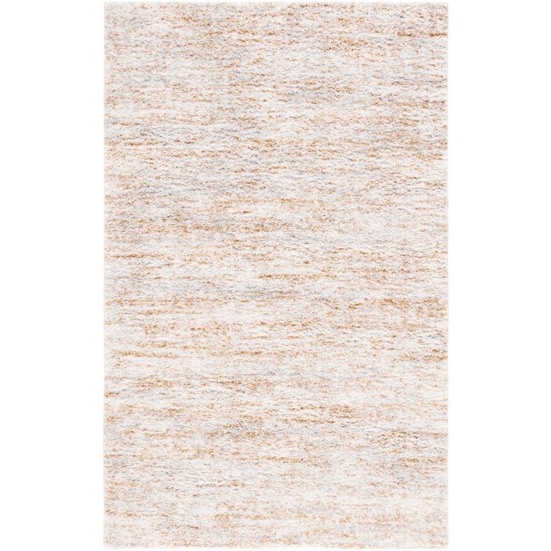 Ivory & Light Gold Synthetic 8' x 10' Low Pile Shag Rug