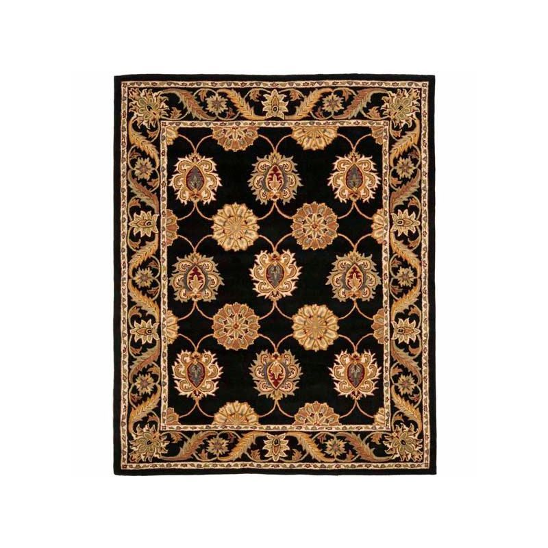 Handmade Black Wool and Cotton Tufted Area Rug