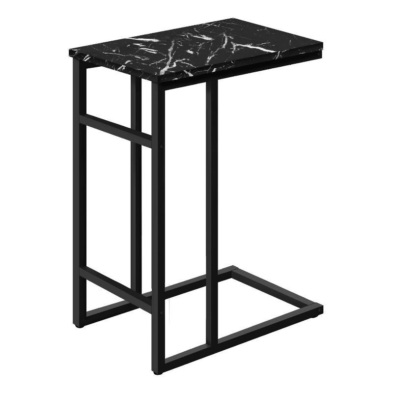 Black Marble Look C-Shaped Metal Accent Table