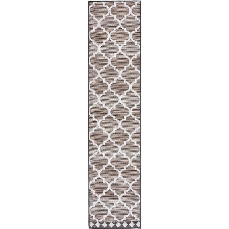 Havana Light Brown and Ivory Geometric Runner Rug