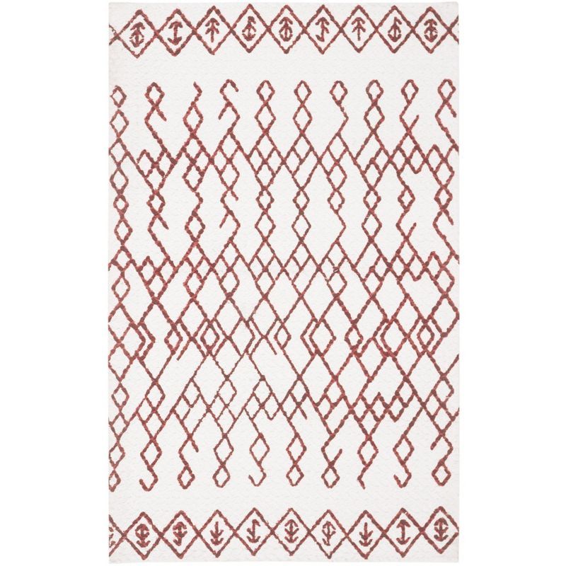 Ivory and Rust Geometric Cotton Runner Rug 2'3" x 6'