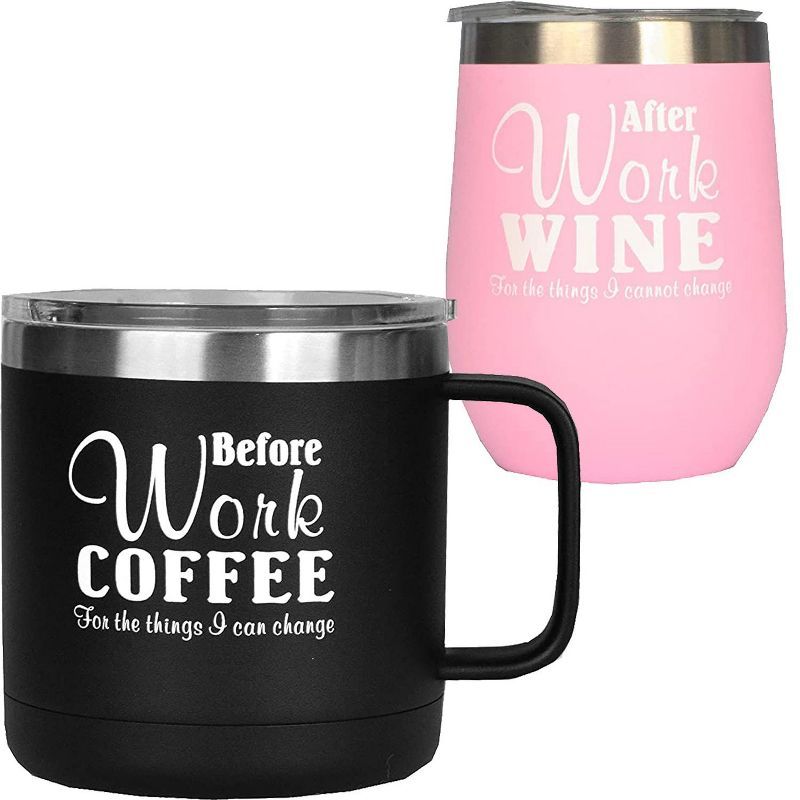 Pink and Black Stainless Steel Insulated Tumbler Set