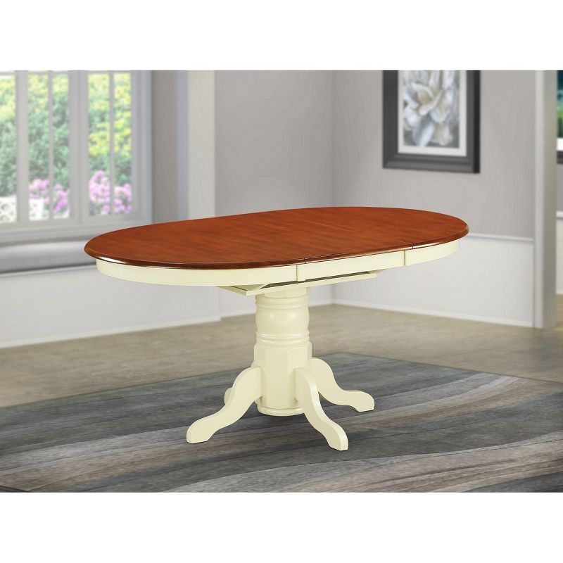 Contemporary Buttermilk & Cherry Wood Round Extendable Dining Table