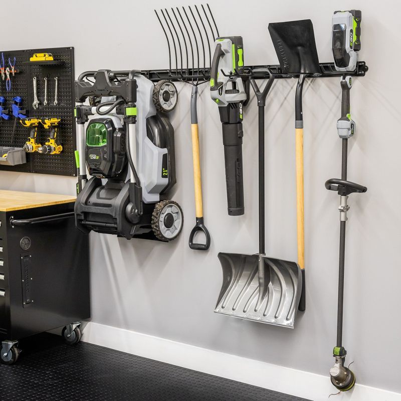 64" Black Steel Modular Garage Tool Organizer with Adjustable Hooks