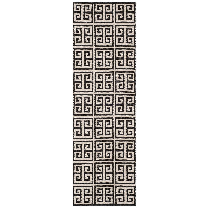 Coastal Charm Black-Ivory Hand Woven Cotton Runner Rug 2'3" X 7'