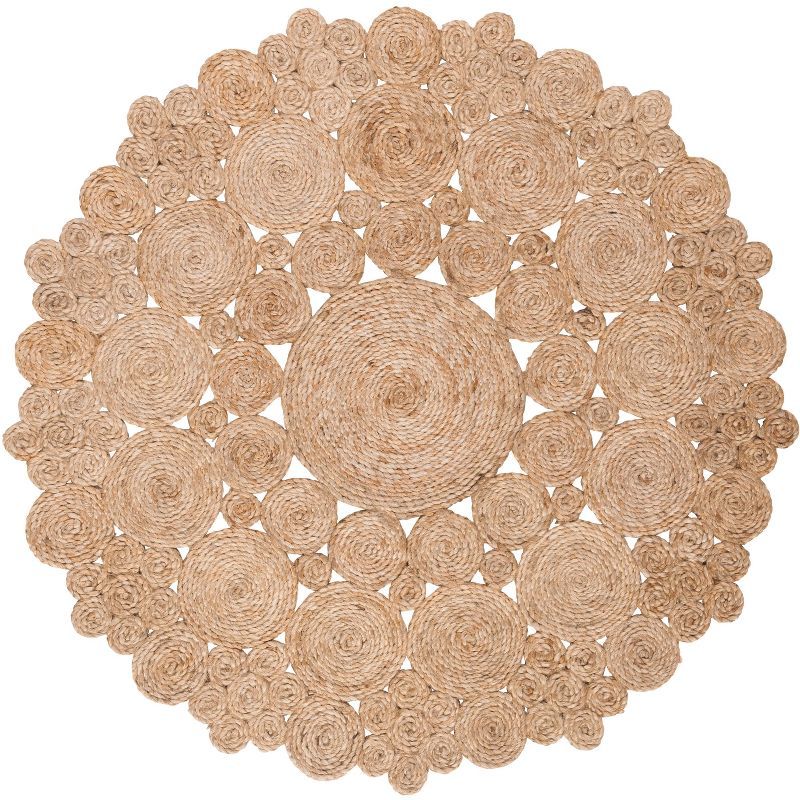 Handwoven Natural Jute Round Area Rug, 4' Diameter