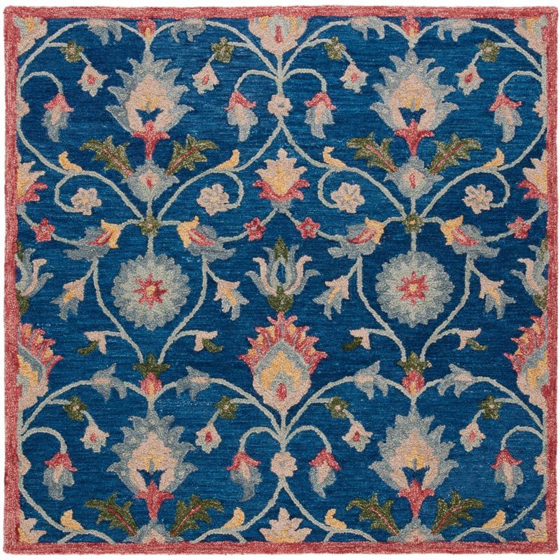 Hand-Tufted Artisan Square Blue Wool Rug - 6'x6'