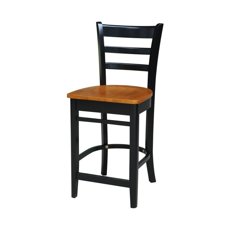 Emily Black and Cherry Wood Counter Height Barstool