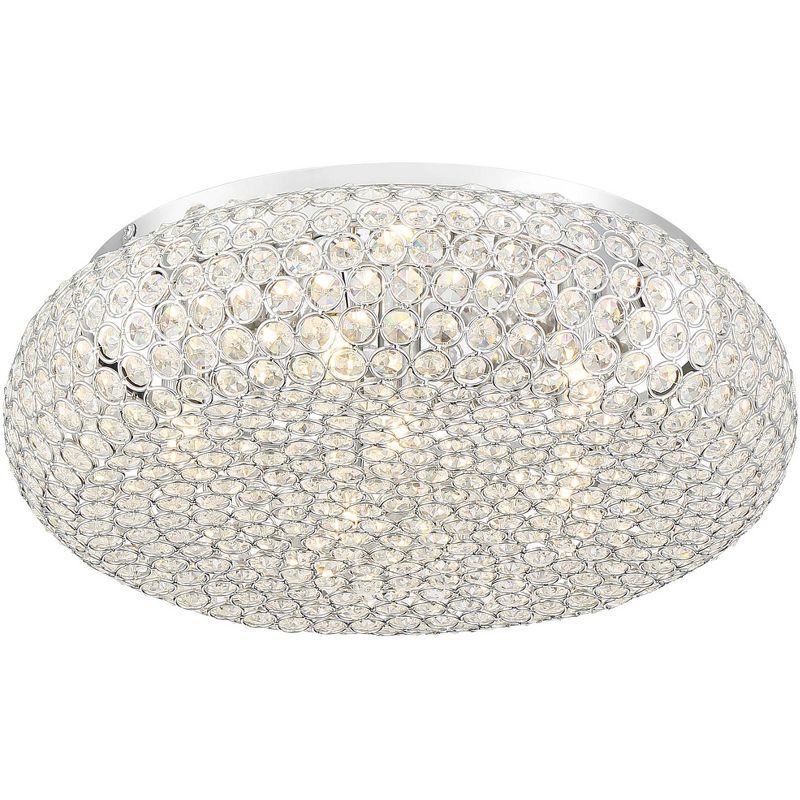 Modern 19" Crystal and Chrome LED Flush Mount Ceiling Light