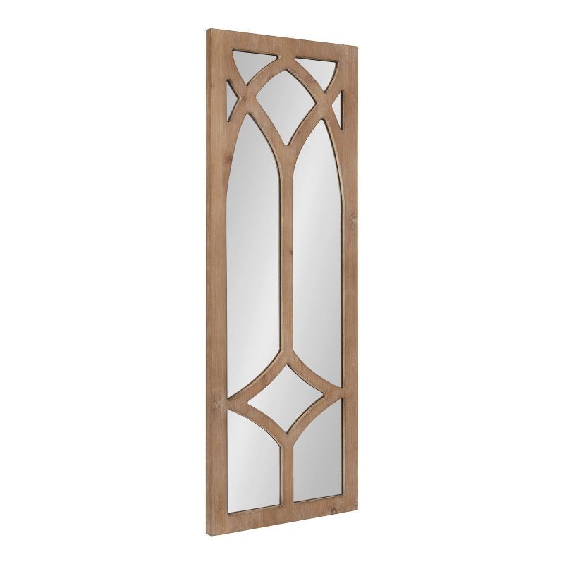 Natural Wood Cathedral-Style Rectangular Wall Mirror