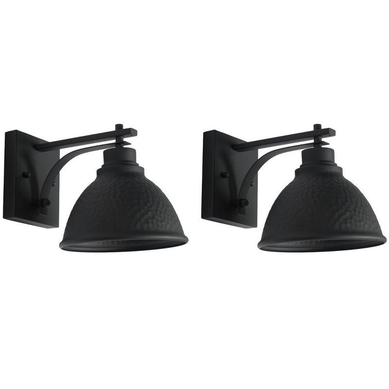 Melila Black Hammered Steel Outdoor Wall Sconce Set