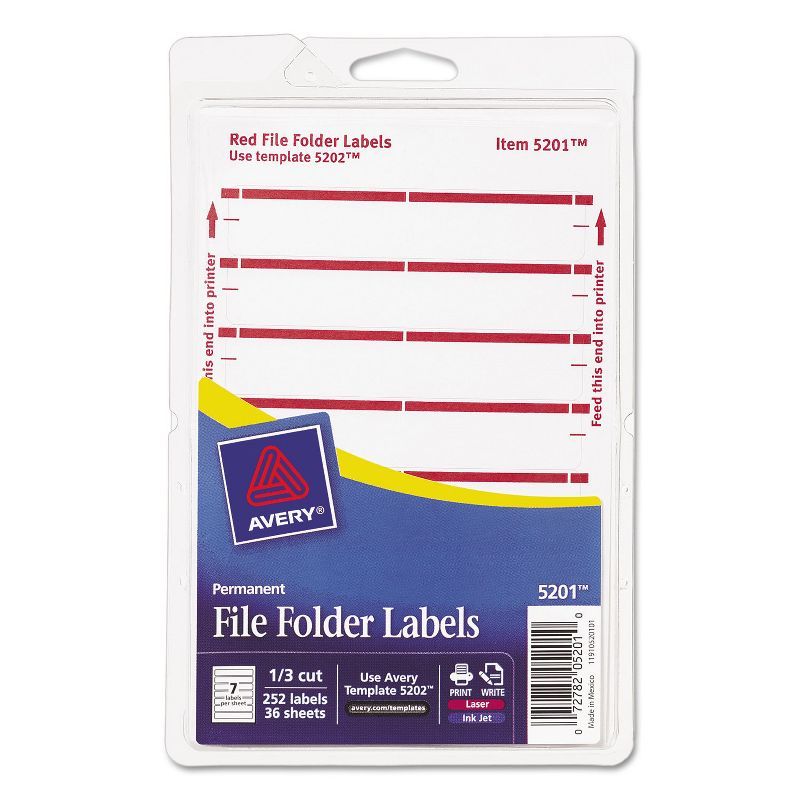 Avery Dark Red Permanent File Folder Labels, 252 Pack