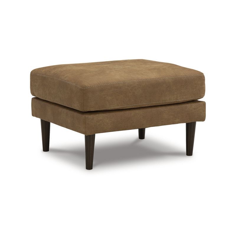 Tullera Caramel Faux Leather Ottoman with Accent Legs