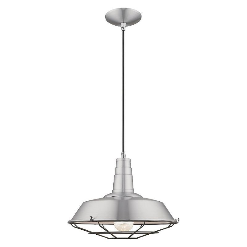 Brushed Aluminum Mini Pendant Light with Cage