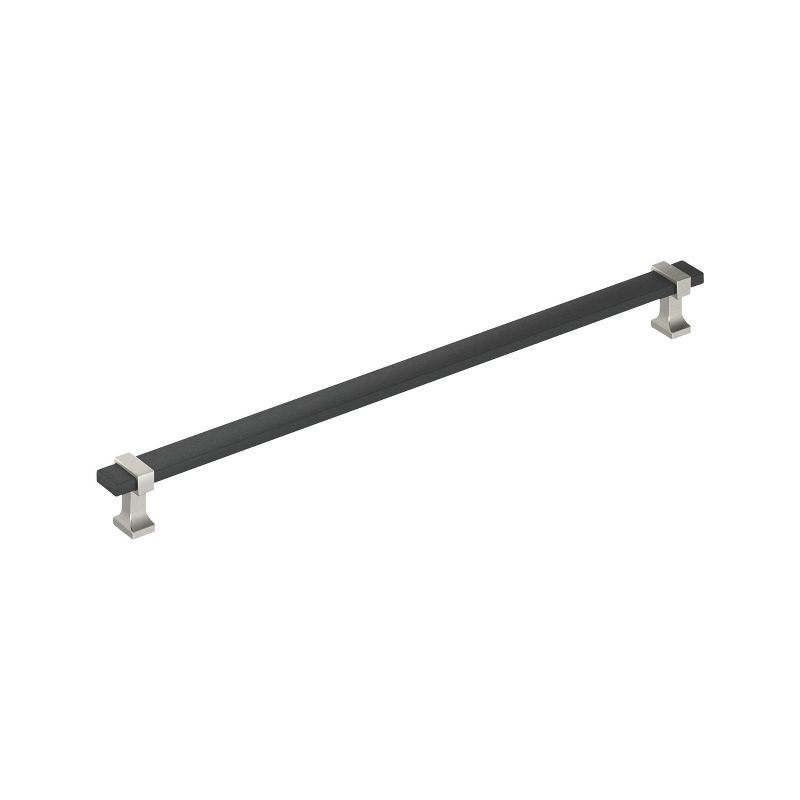 Overton 12-5/8 inch Brushed Matte Black and Satin Nickel Rectangular Bar Pull