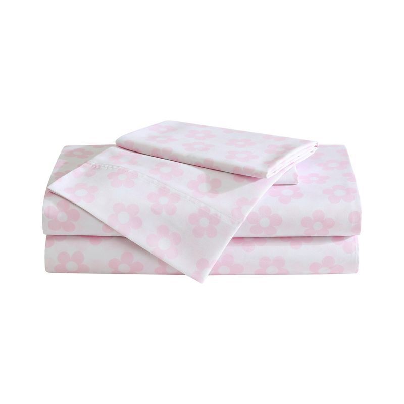 King Pink Floral Microfiber Bedding Set with Stain Protection