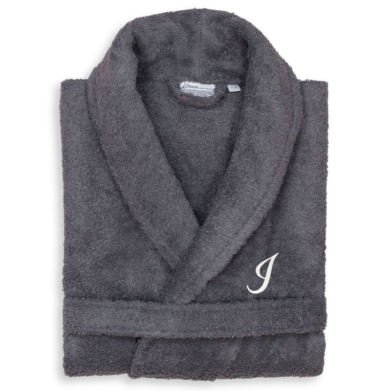 Gray Turkish Cotton Personalized Unisex Terry Bathrobe L/XL