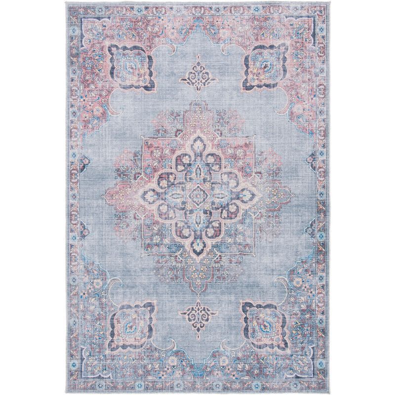 Ivory and Blue Hand-Knotted Rectangular Area Rug 4' x 6'