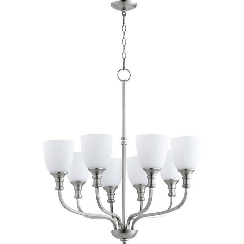 Satin Nickel 8-Light Chandelier with Opal Glass Shades