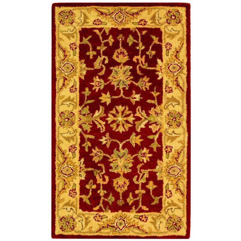 Handmade Red and Gold Wool Tufted Area Rug 2'3" x 4'