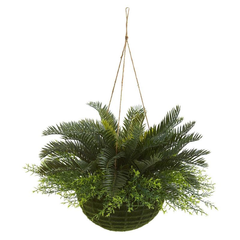 Mossy Basket 26" Cycas Artificial Plant Arrangement for Indoor/Outdoor