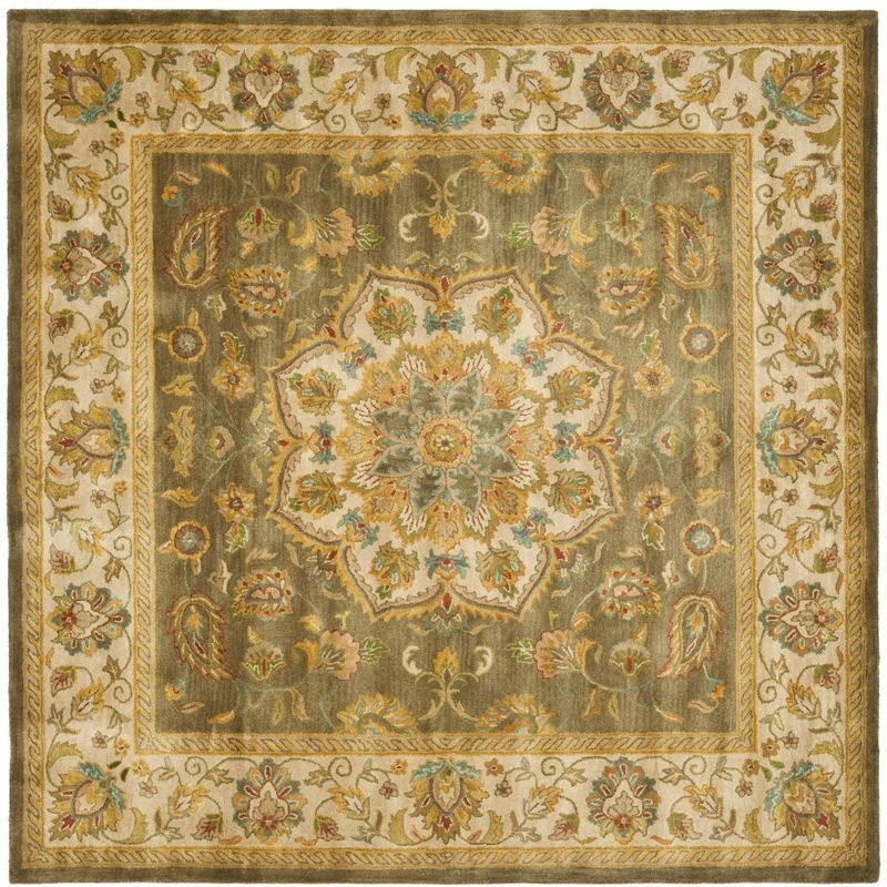 Ivory Elegance 95'' Square Hand-Tufted Wool Area Rug