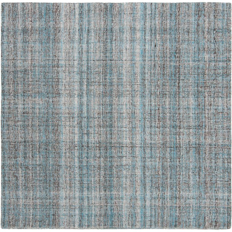 Abstract Blue Harmony 4' Square Hand-Tufted Wool Blend Rug