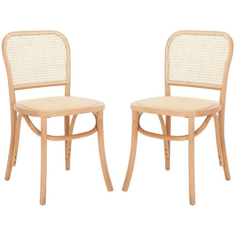 Natural Cane and Wood Side Chair Set