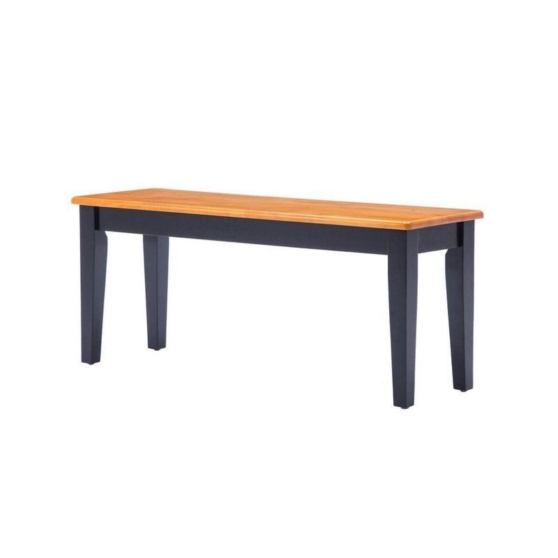 Black and Oak Solid Wood Dining Bench