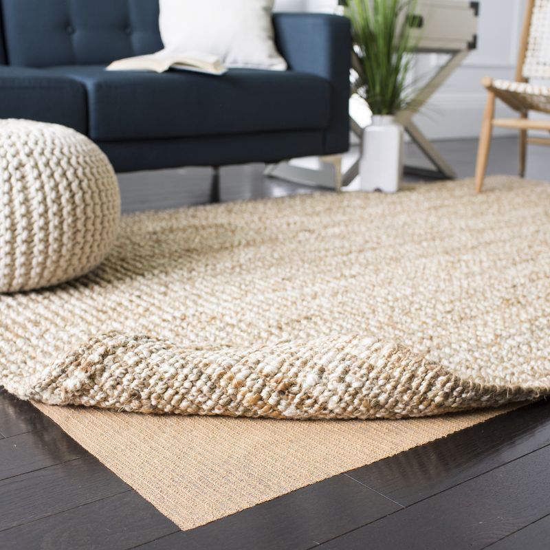 Beige Non-Slip Polyester and PVC Rug Pad