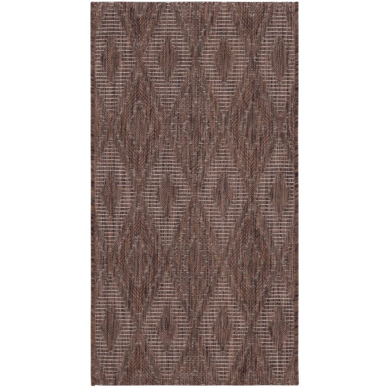 Brown Geometric Low Pile Indoor/Outdoor Area Rug