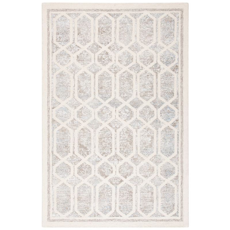 Beige Hand-Tufted Wool and Viscose Area Rug 4' x 6'