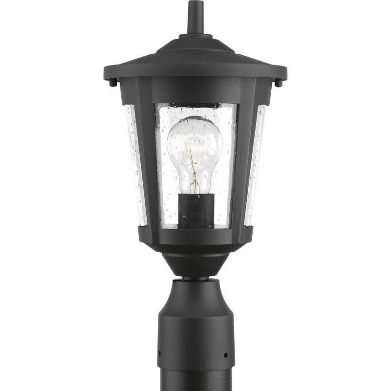 East Haven Black Outdoor Post Lantern with Seeded Glass Shade