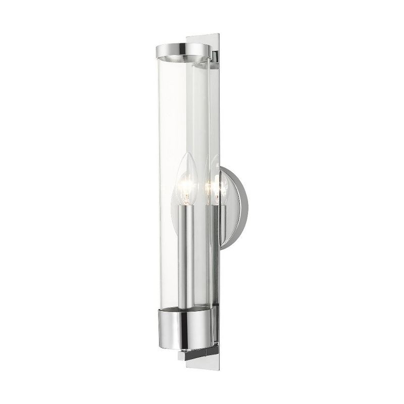 Polished Chrome Clear Glass Dimmable Single Sconce
