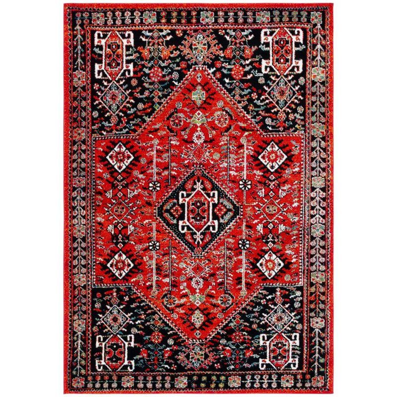 Red Floral Synthetic High Pile 4' x 6' Area Rug