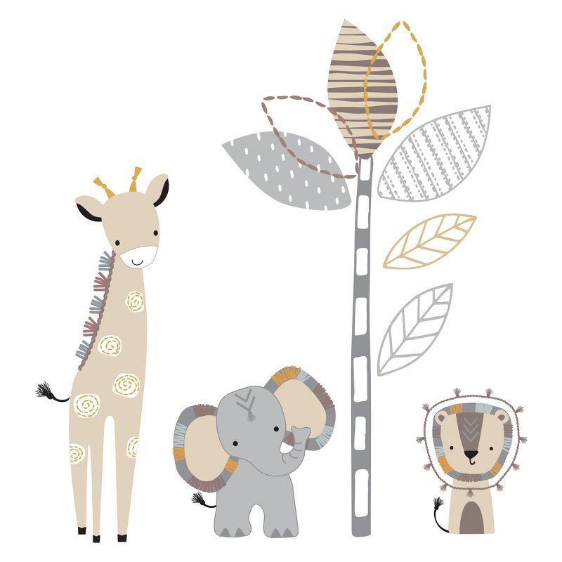 Safari Animals Gray and Beige Nursery Wall Decals