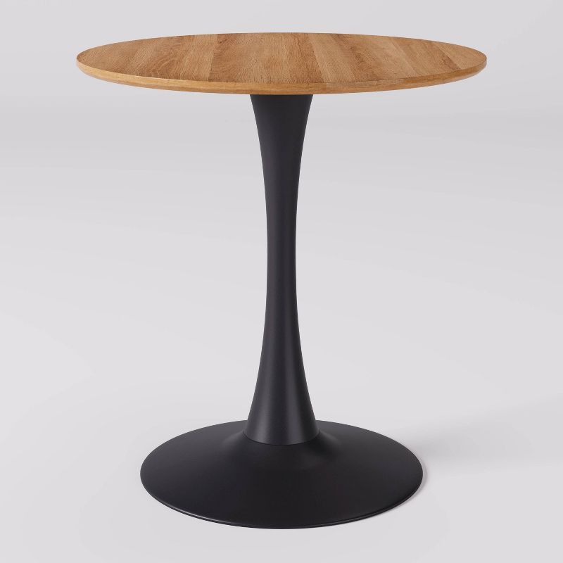 Contemporary Round Marble & Wood Bistro Dining Table